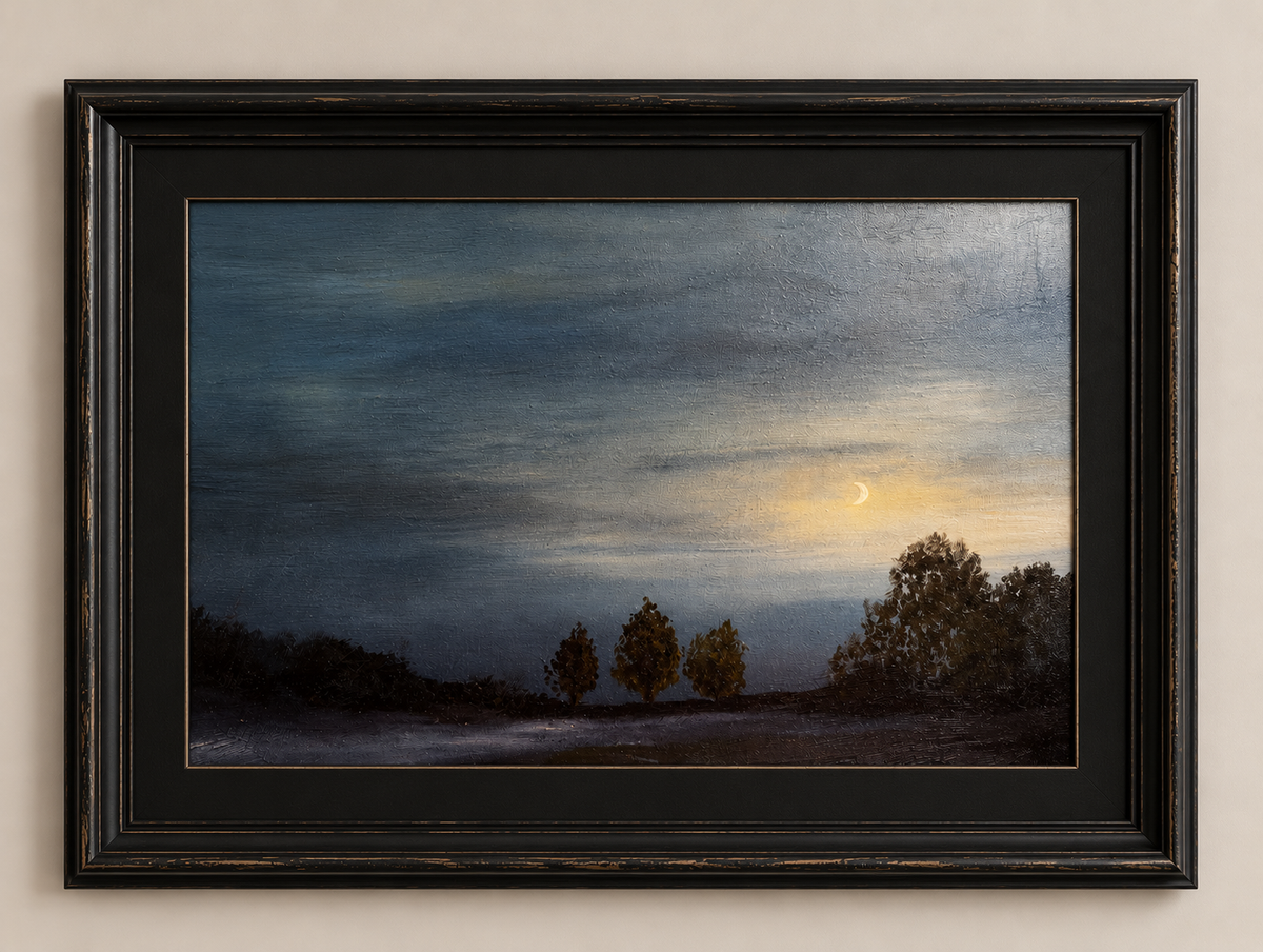 Even Anxious Pups Need the Moon: Framed Print